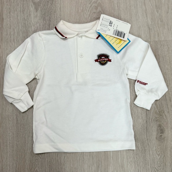 NWT kids oshkosh white long sleeve polo top shirt - Picture 1 of 7